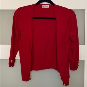 Red cardigan sweater rose buttons